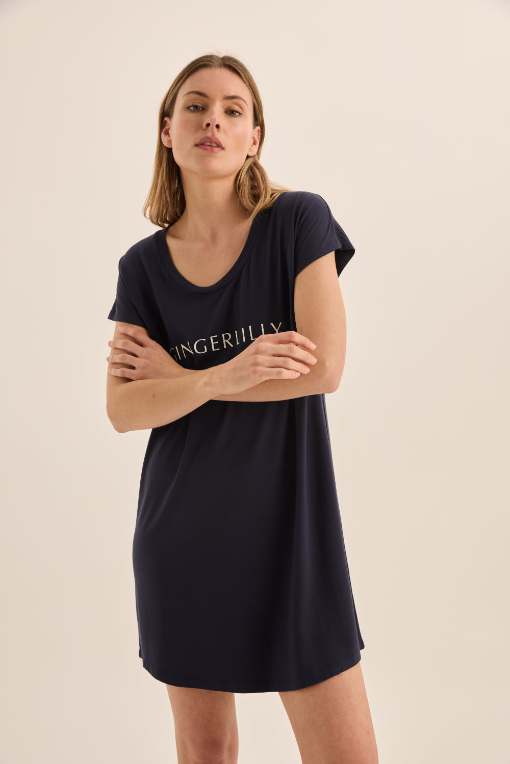 Nova Navy Bamboo Nightie | Gingerlilly Sleepwear