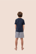 Gingerlilly Mini Noah Cotton Short PJ Set - Navy Stripe - Back