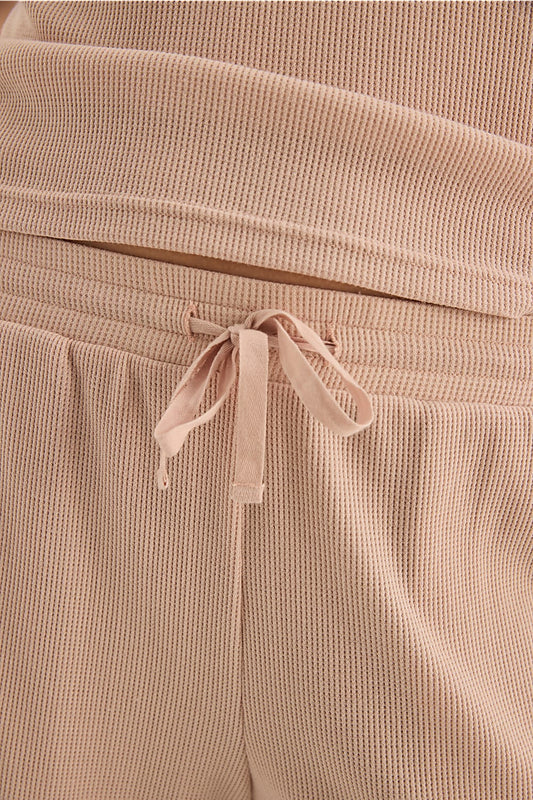 Olivia Beige Waffle Short Set | Gingerlilly Sleepwear