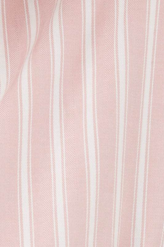 Octavia Cotton Stripe PJ Set Pink, close up of soft pink striped cotton fabric texture