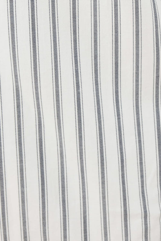 Octavia Cotton Stripe PJ Set black and white striped cotton fabric close up showing crisp lightweight weave texture