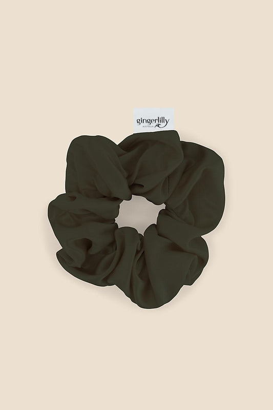 Serene Pure Silk Olive Scrunchie | Gingerlilly Accessories