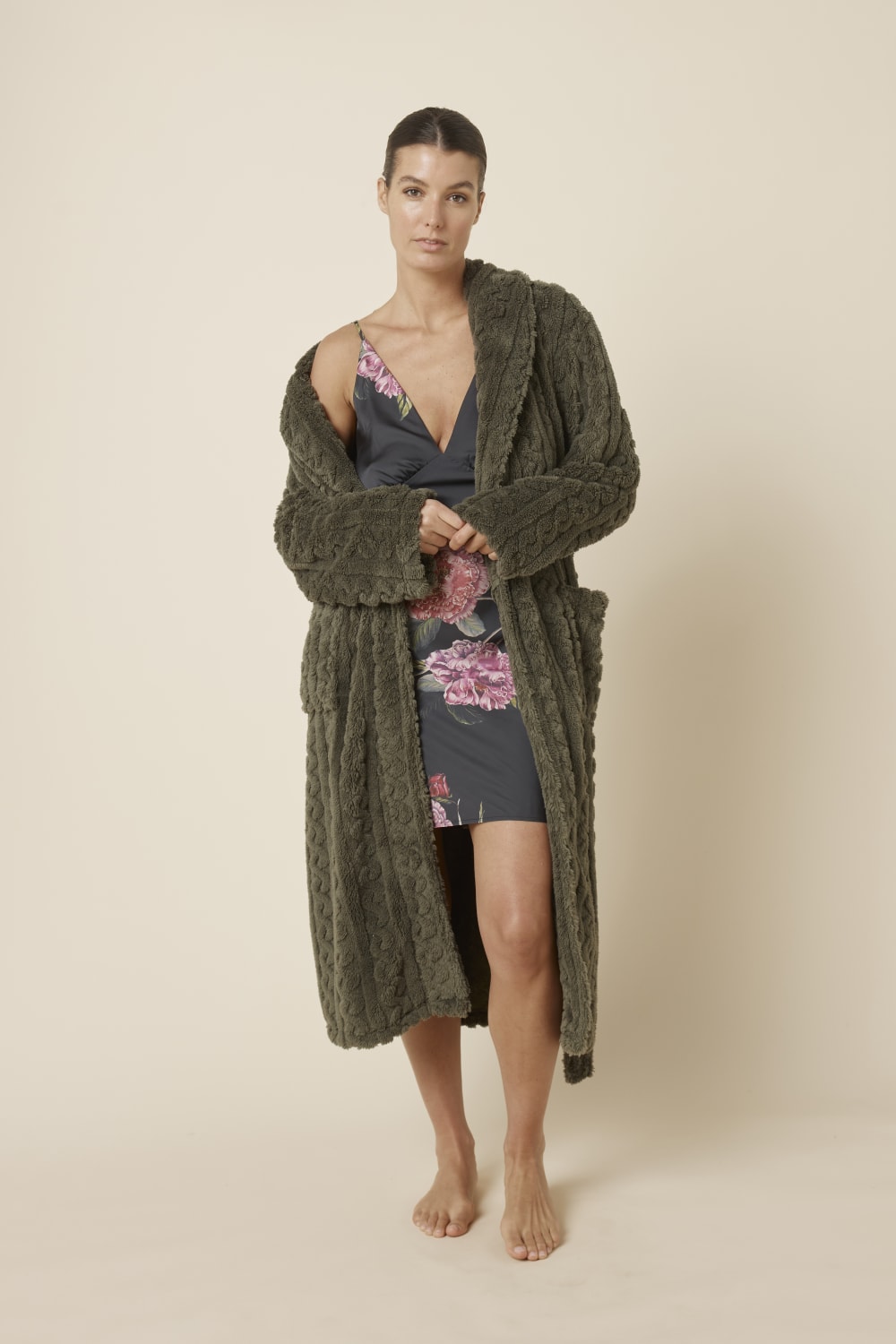 Gingerlilly Piper Floral Silky Satin Nightie - Black - Lifestyle alt