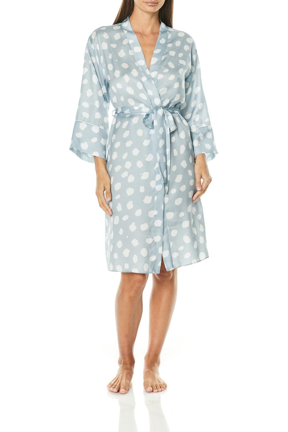 Raine Blue Geo Spot Robe | Gingerlilly Sleepwear