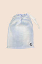Gingerlilly Noah Cotton Short PJ Set - Blue Stripe - Drawstring bag