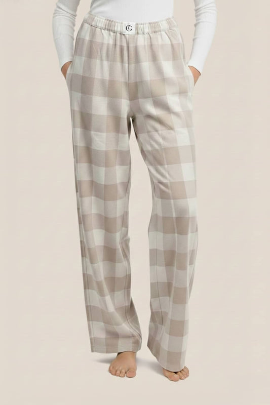 Gingerlilly Sarita Buffalo Check Wide Pant - Natural - Front