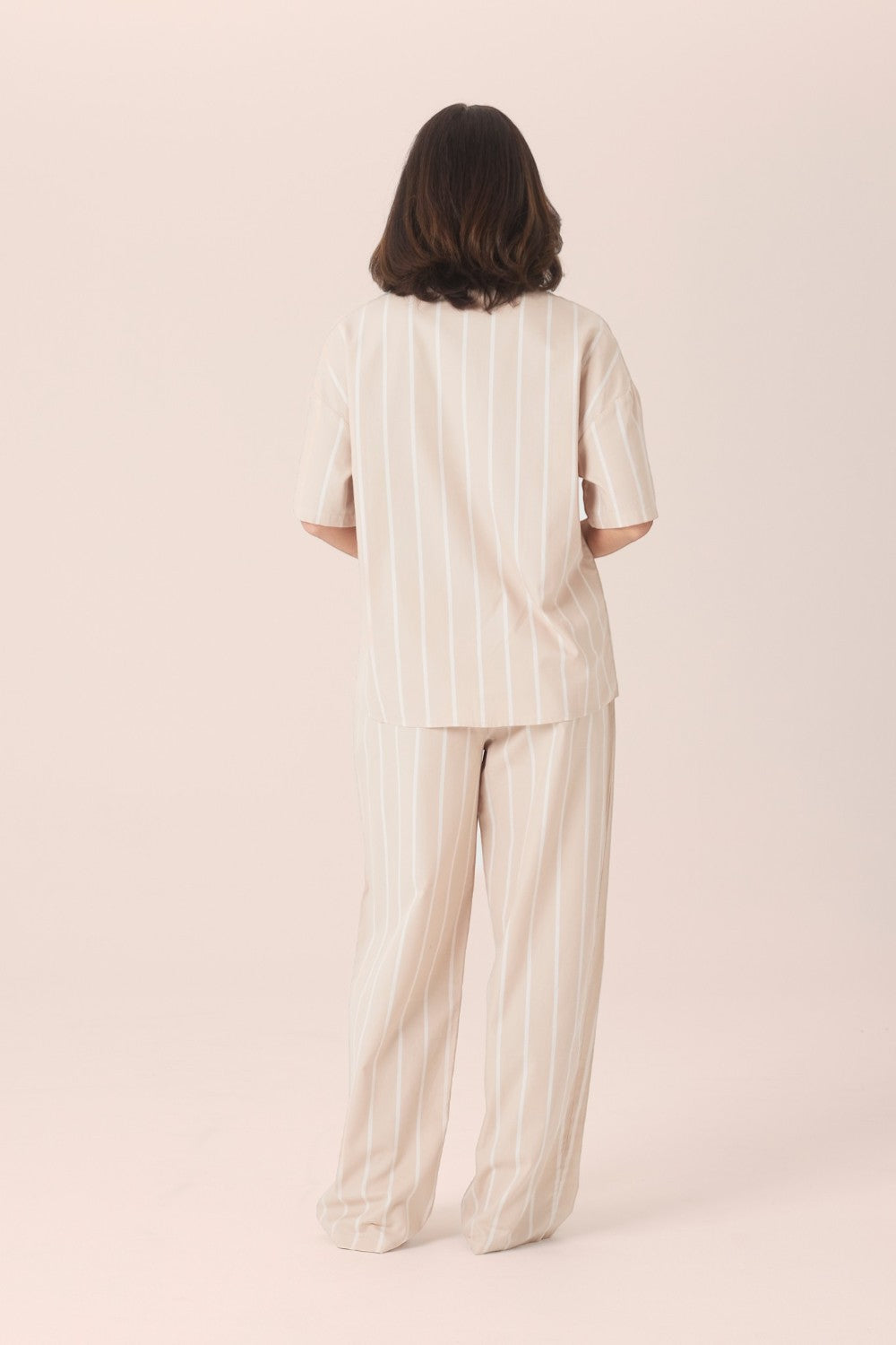 Gingerlilly Sybill Cotton Long PJ Set in Beige