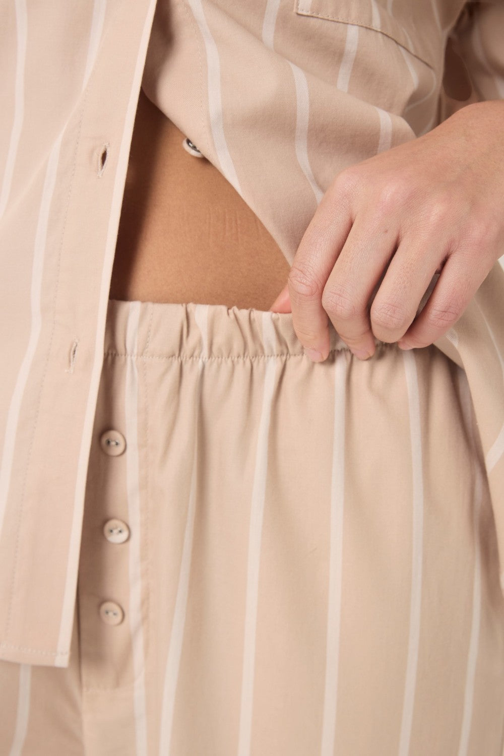 Gingerlilly Sybill Cotton Long PJ Set in Beige