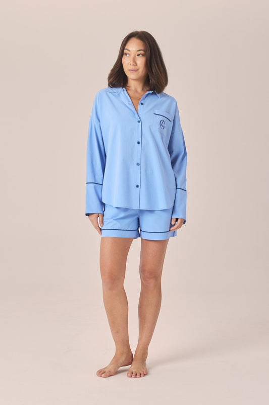 Gingerlilly Stevie Long Sleeve PJ Top - Blue - Front