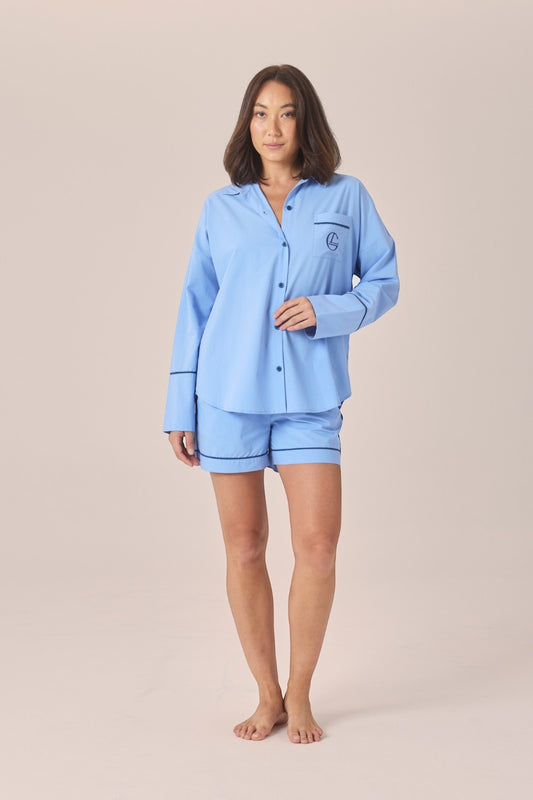 Gingerlilly Stevie Long Sleeve PJ Top - Blue - Front alt