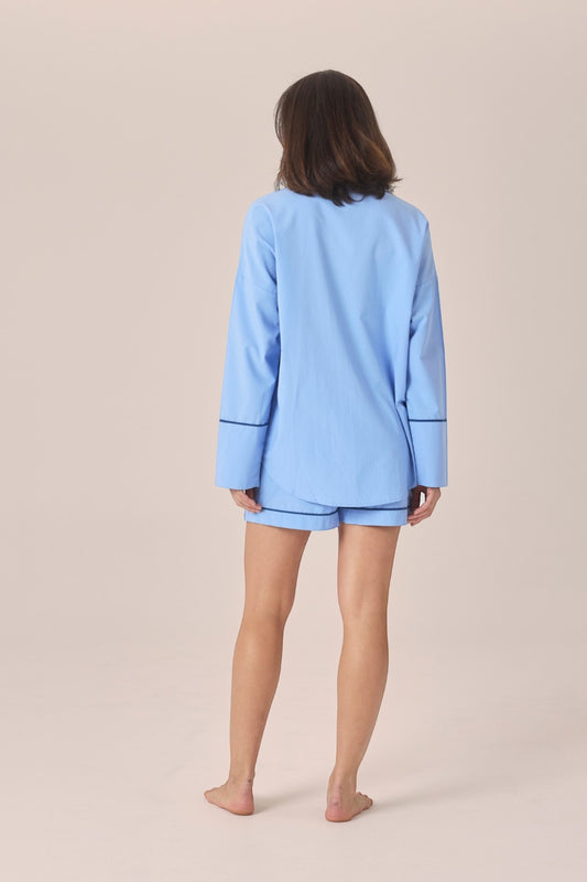 Gingerlilly Stevie Shorts with Contrast Piping - Blue - Back