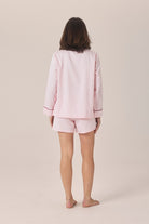 Gingerlilly Susanna Cotton Long Sleeve Shortie PJ Set - Pink - Back
