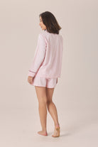 Gingerlilly Susanna Cotton Long Sleeve Shortie PJ Set - Pink - Side alt