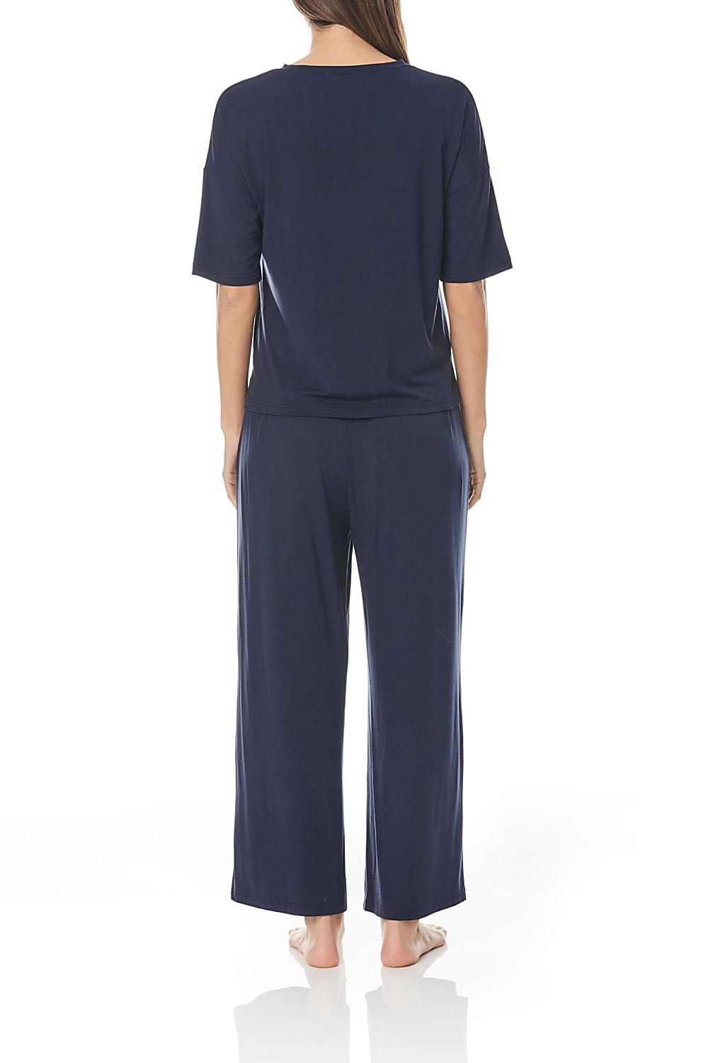 Taylor Navy Wide Leg Modal PJ | Gingerlilly Sleepwear