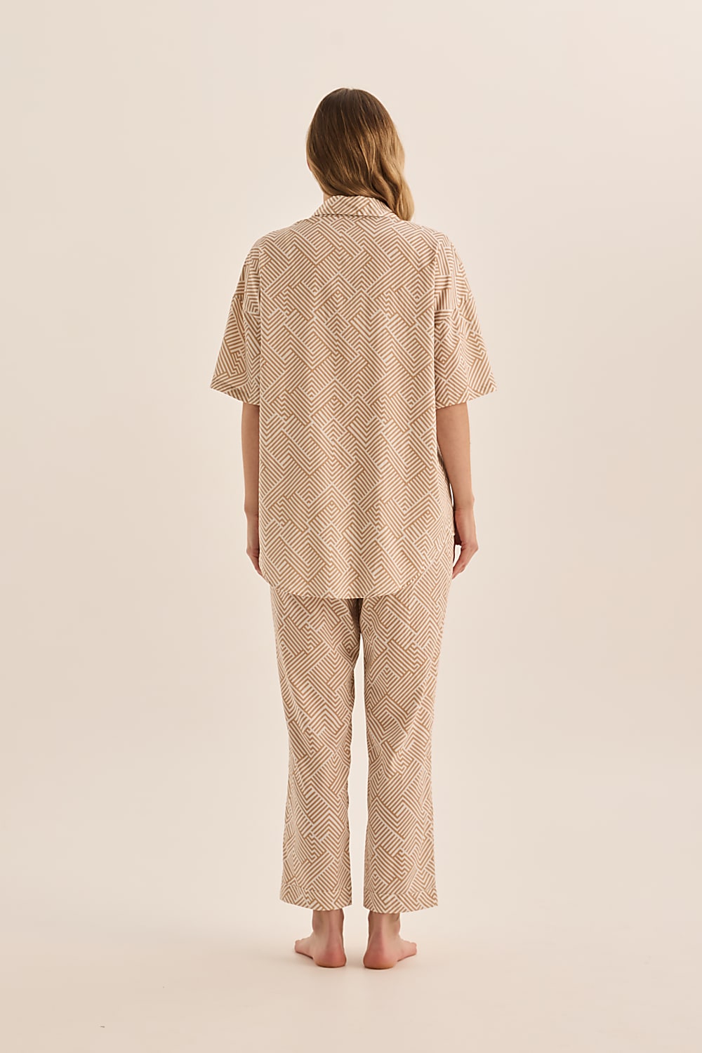 Telisha Biscuit Geo Cotton PJ Set | Gingerlilly Sleepwear