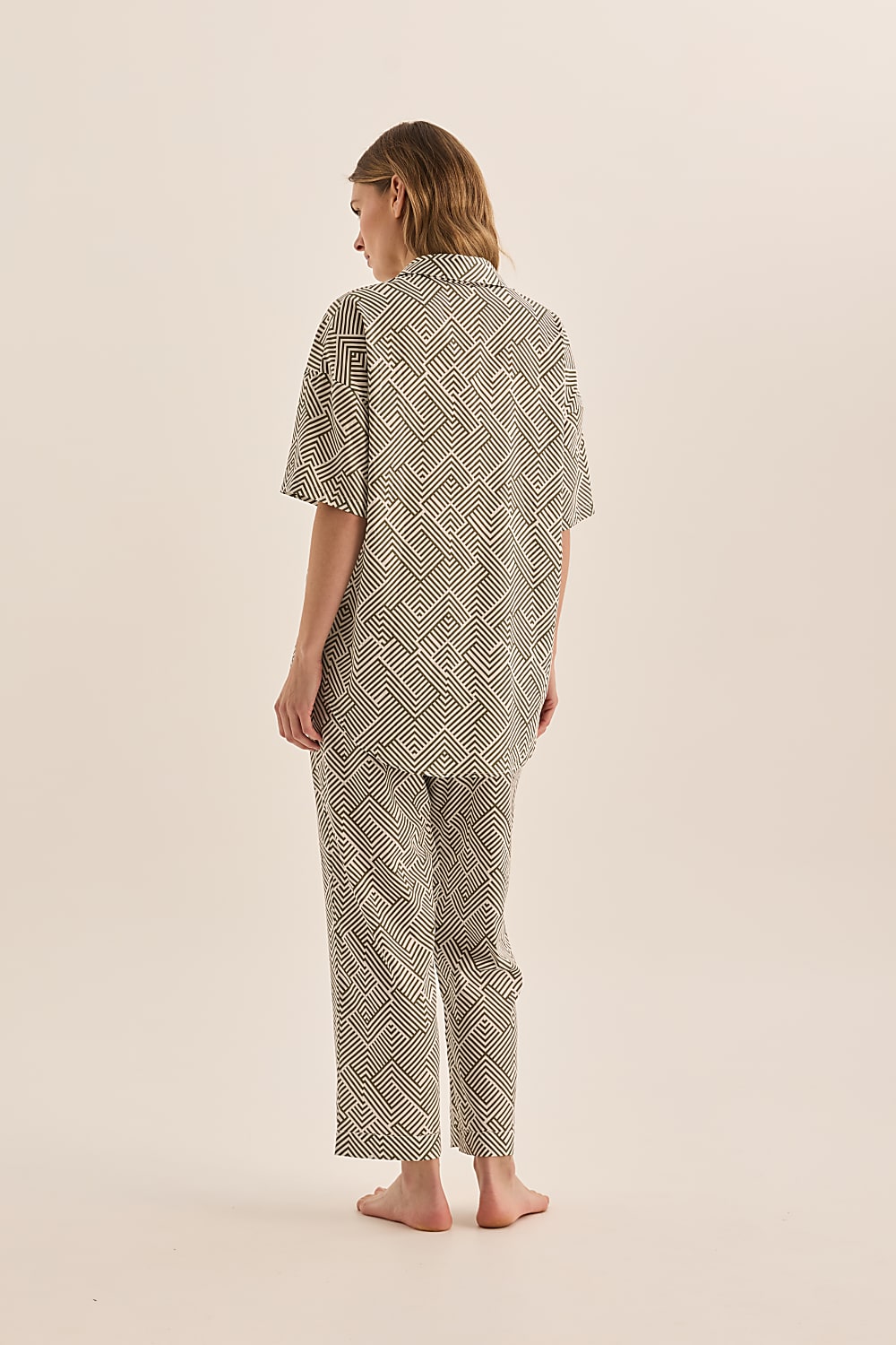 Telisha Olive Geo Cotton PJ Set | Gingerlilly Sleepwear