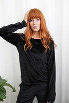 Gingerlilly Thea Velour Long Lounge Set - Black - Lifestyle