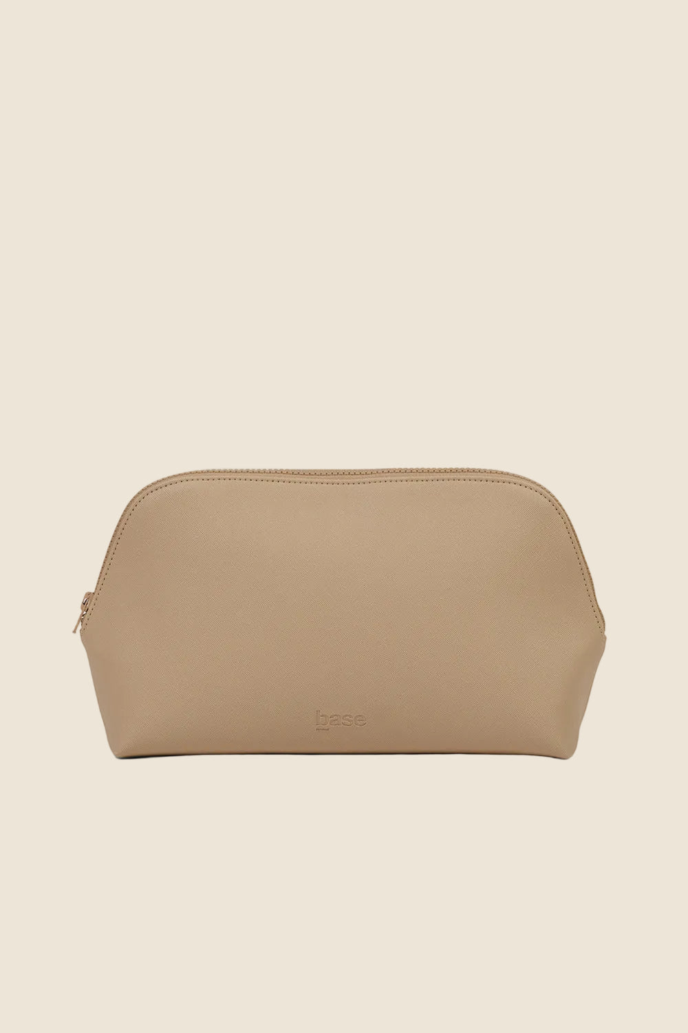 Beige cosmetic bag with zipper, minimalist design, Gingerlilly Sleepwear accessory