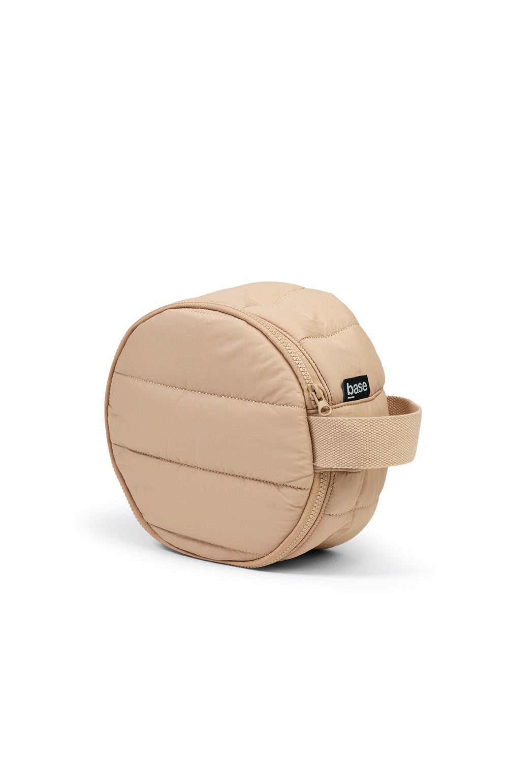 Beige quilted makeup bag with zipper and handle, Gingerlilly Sleepwear accessory