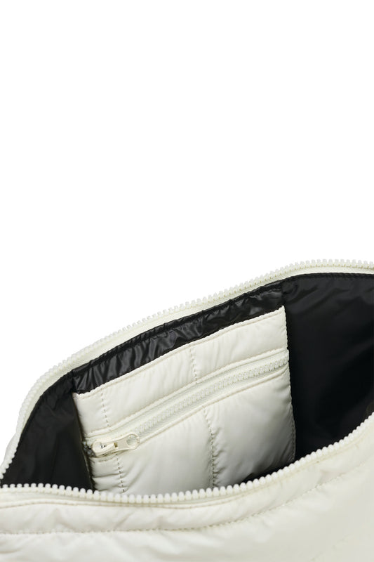 Ecru quilted zippered pouch with inner pocket, Gingerlilly Sleepwear accessory