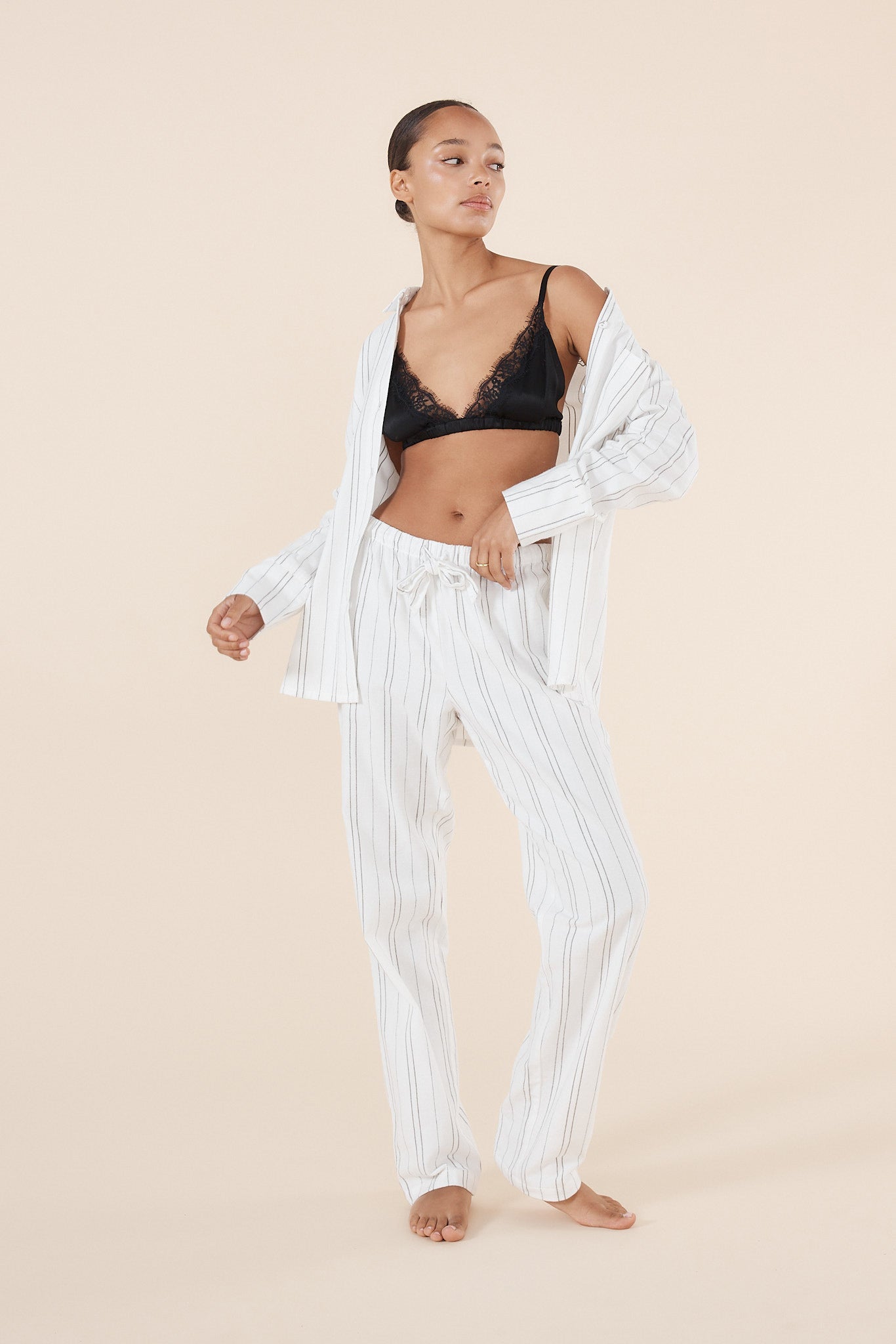 Amelie Stripe Cotton Long PJ set - Gingerlilly Sleepwear