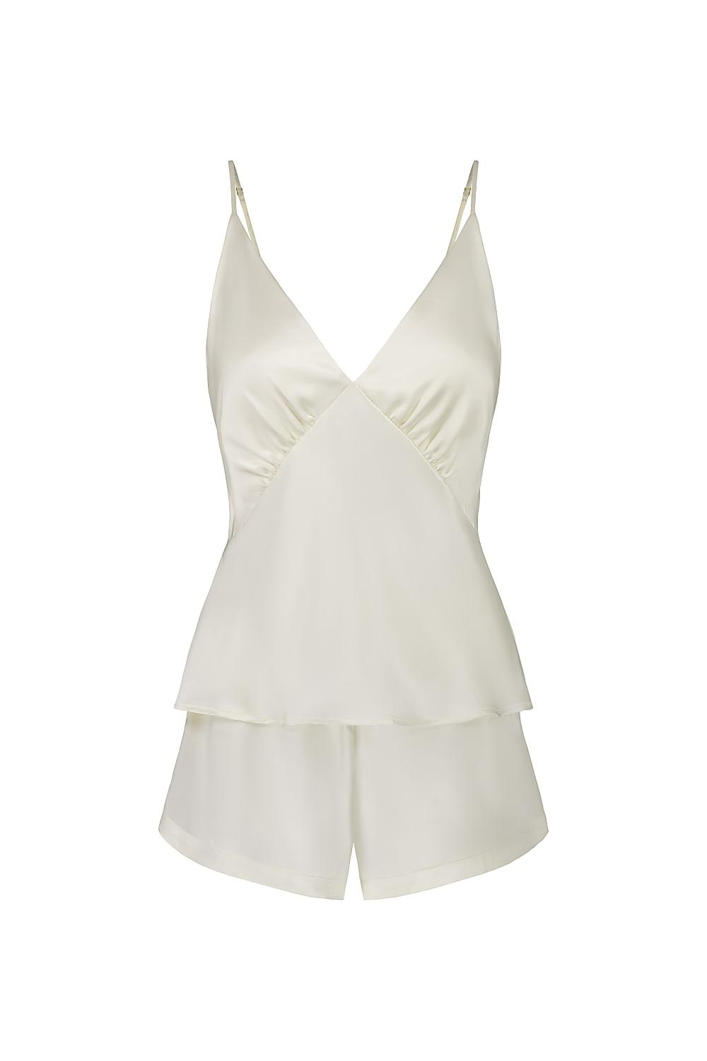 Amethyst Ivory Pure Silk Cami and Shorts Set - Gingerlilly Sleepwear