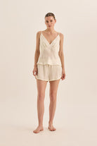 Amethyst Ivory Pure Silk Cami and Shorts Set - Gingerlilly Sleepwear