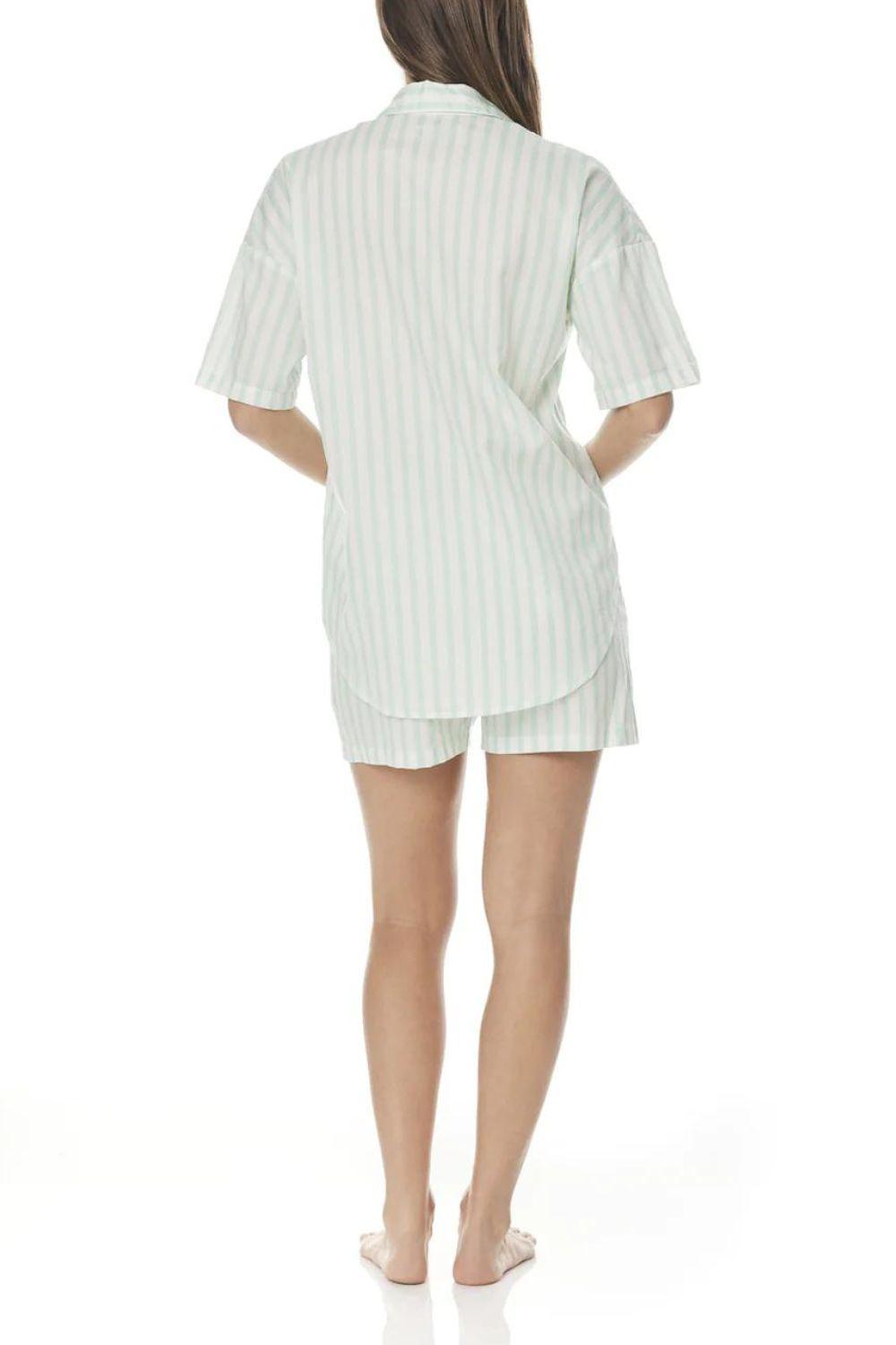Anita White Mint Stripe Pj Set - Gingerlilly Sleepwear