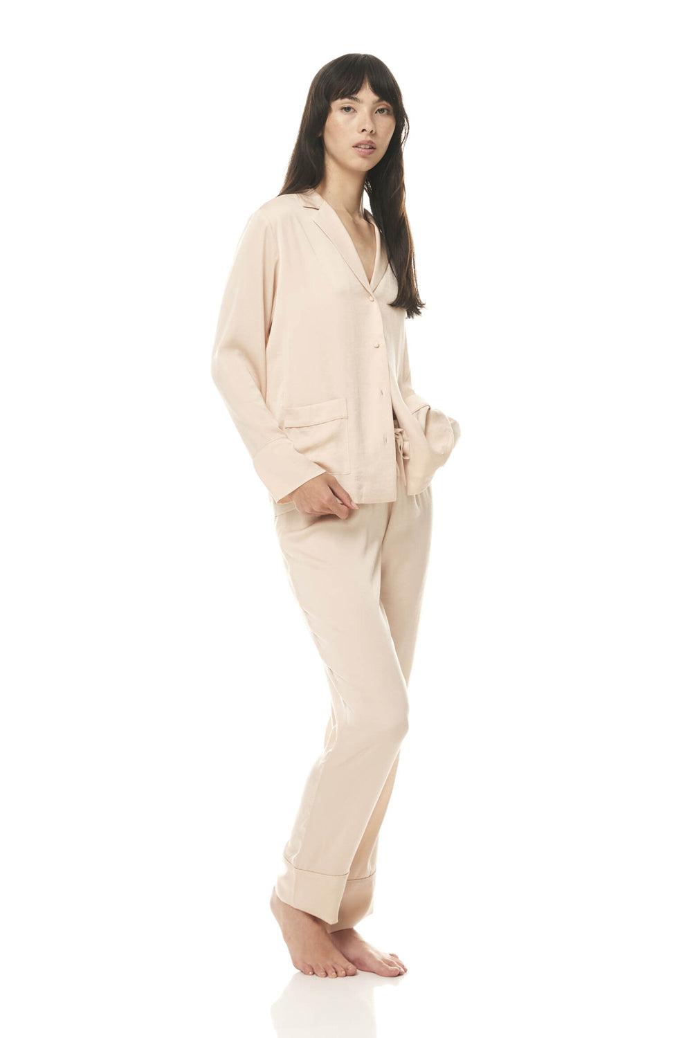Bailey Natural Satin PJ Set - Gingerlilly Sleepwear