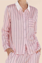 Gingerlilly Belinda Cotton Long PJ Set - Pink Stripe - Detail
