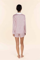 Gingerlilly Birdie Long Sleeve Short Pyjama Set - Pink Stripe - Back