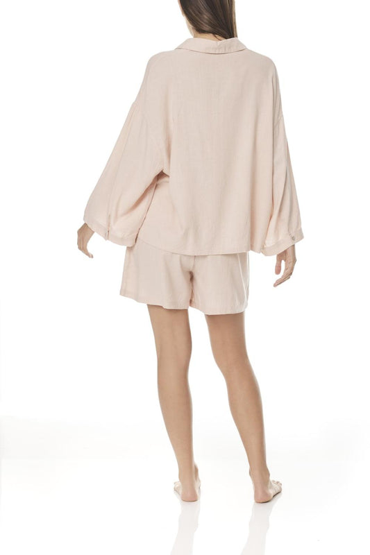 Cecelia Salmon Linen Short Pj - Gingerlilly Sleepwear