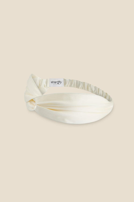 Celestial Pure Silk Ivory Headband - Gingerlilly Sleepwear
