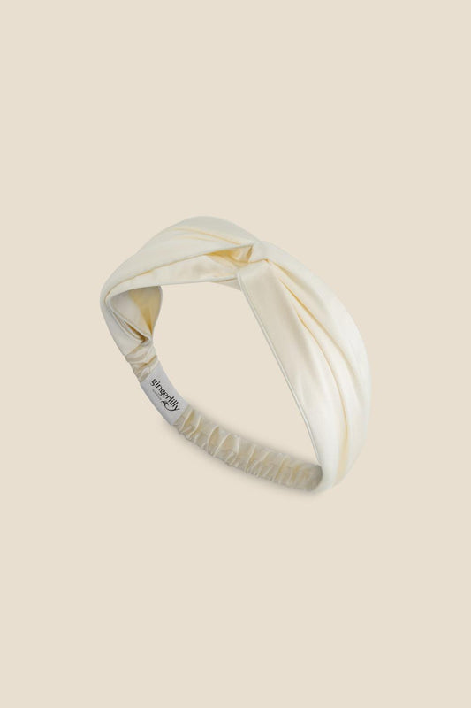 Celestial Pure Silk Ivory Headband - Gingerlilly Sleepwear