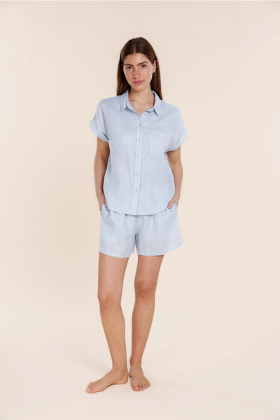 Charlotte Blue Linen Pyjama Set