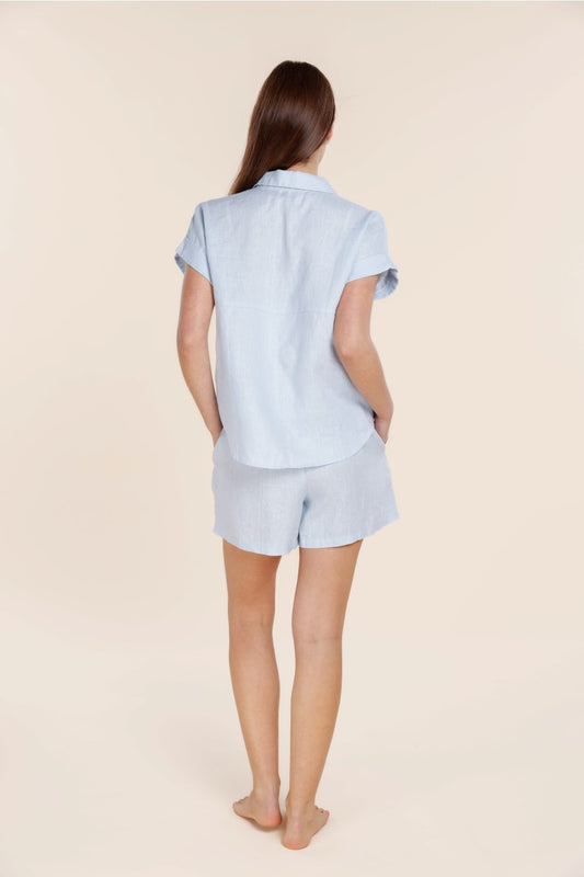 Charlotte Blue Linen Pyjama Set