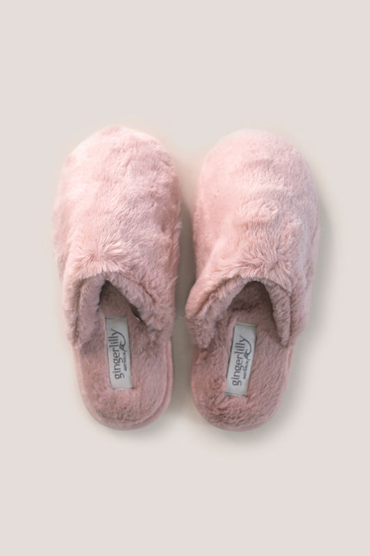Cortina Plush Fluffy Slipper Pink - Gingerlilly Sleepwear