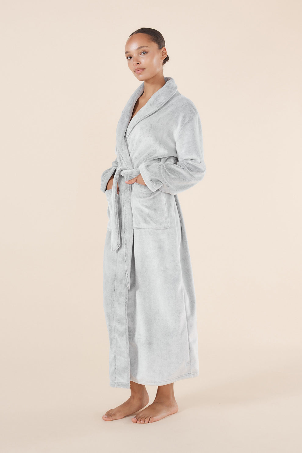 Gingerbread Heated Robe Grey Plush Robe | Warm Robe by Gingerlilly – Gingerlilly Sleepwear