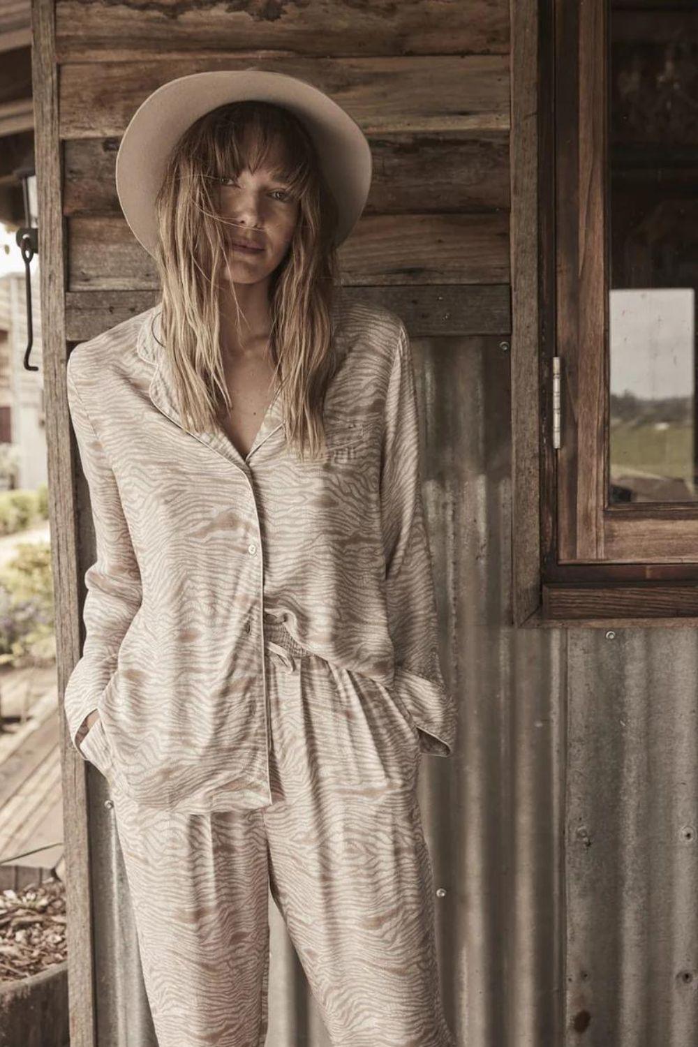 Ebony Biscuit Animal Print PJ - Gingerlilly Sleepwear