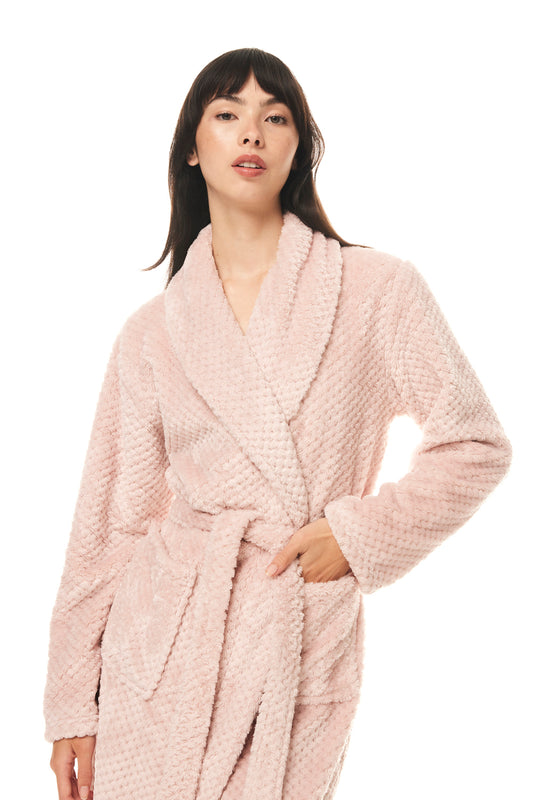 Enid Pink Jacquard Robe - Gingerlilly Sleepwear