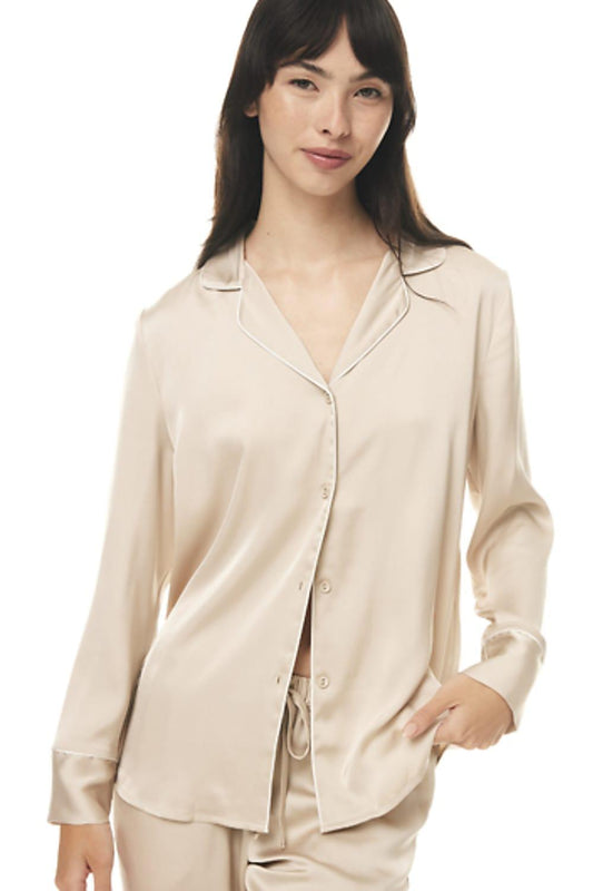 Evette Satin Biscuit PJ Set - Gingerlilly Sleepwear