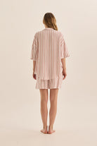 Evie Pink Stripe Linen Short Set - Gingerlilly Sleepwear