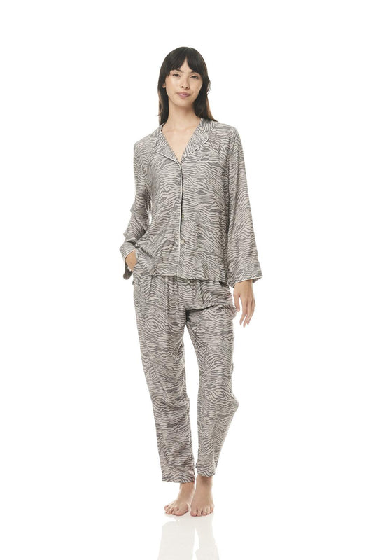 Flavia Grey Animal Print PJ - Gingerlilly Sleepwear