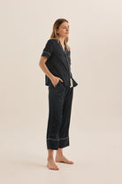 Floriana Navy Satin Pyjama - Gingerlilly Sleepwear