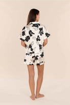 Gingerlilly Freya Recycled Silky Satin Short Set - Ivory - Back