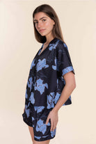 Gingerlilly Freya Recycled Silky Satin Short Set - Navy - Front alt