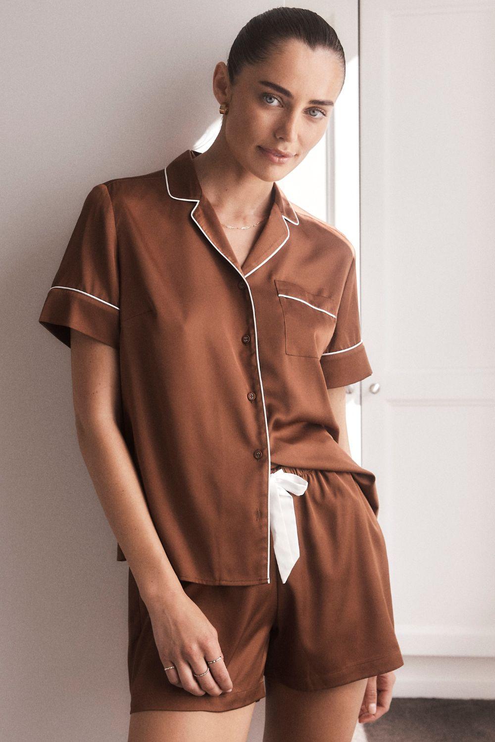 Amy Brown Satin PJ Short Set | Gingerlilly Sleepwear