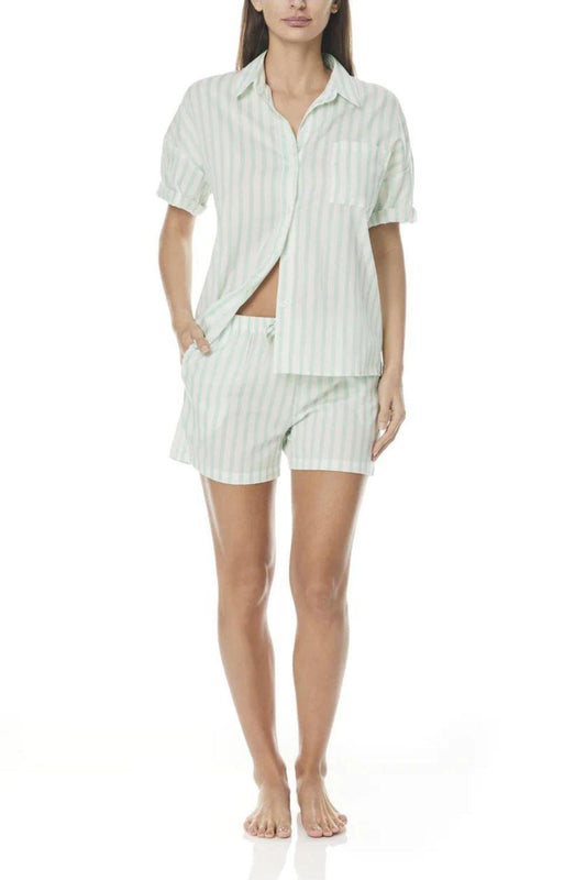 Anita White Mint Stripe PJ Set | Gingerlilly Sleepwear