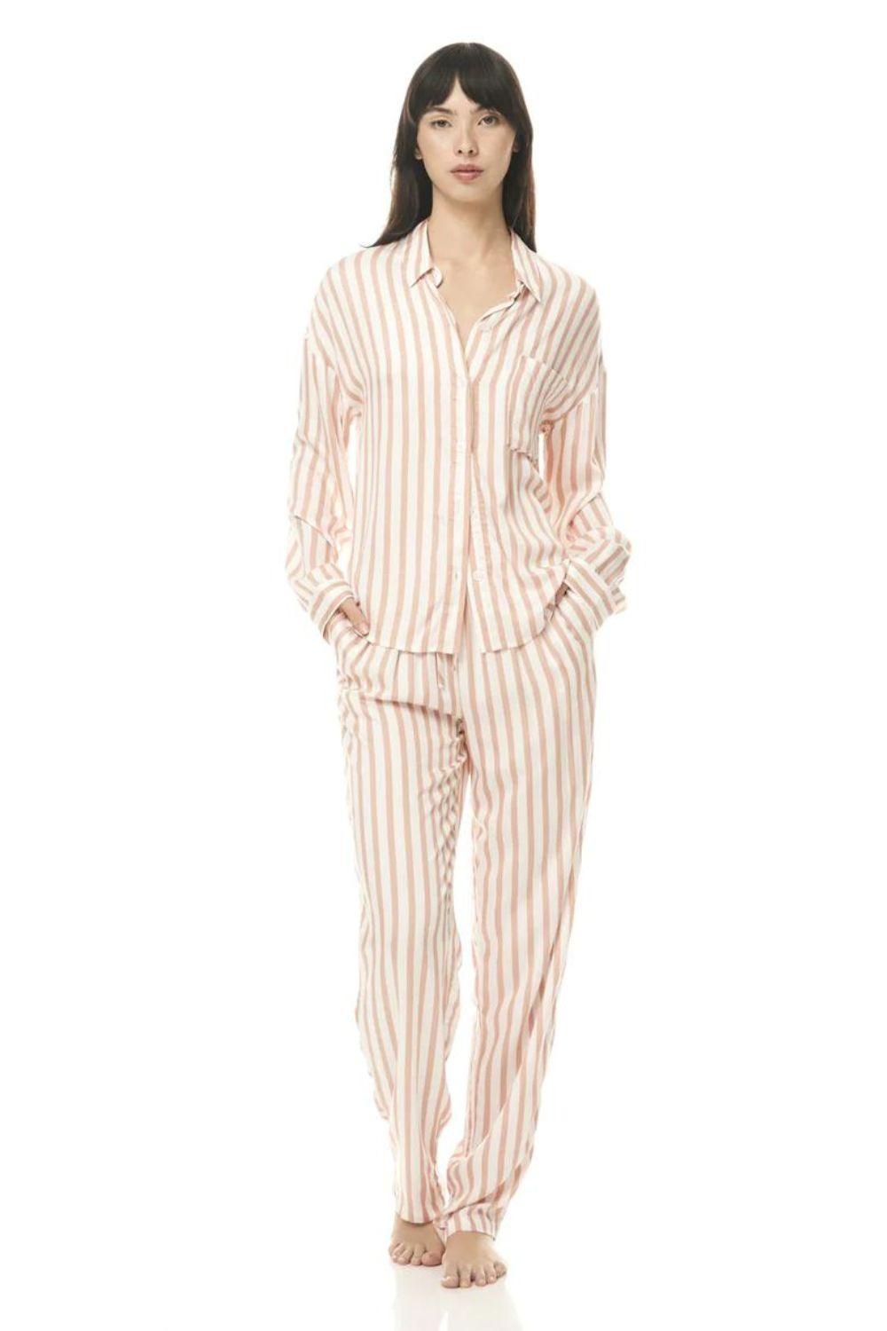 Axelle Tan Stripe Pj Set