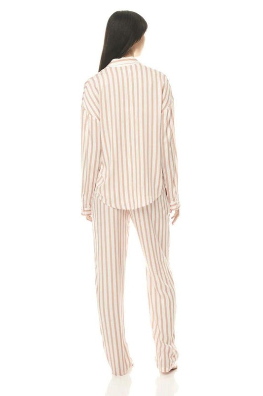 Axelle Tan Stripe PJ Set | Gingerlilly Sleepwear